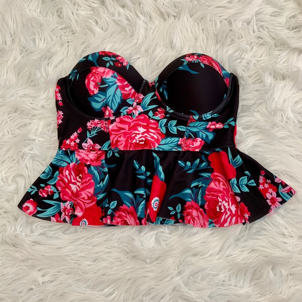 Floral Peplum Swim Top